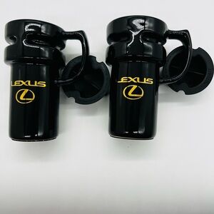 Set Of 2 Black Travel Mugs With Lexus Logo